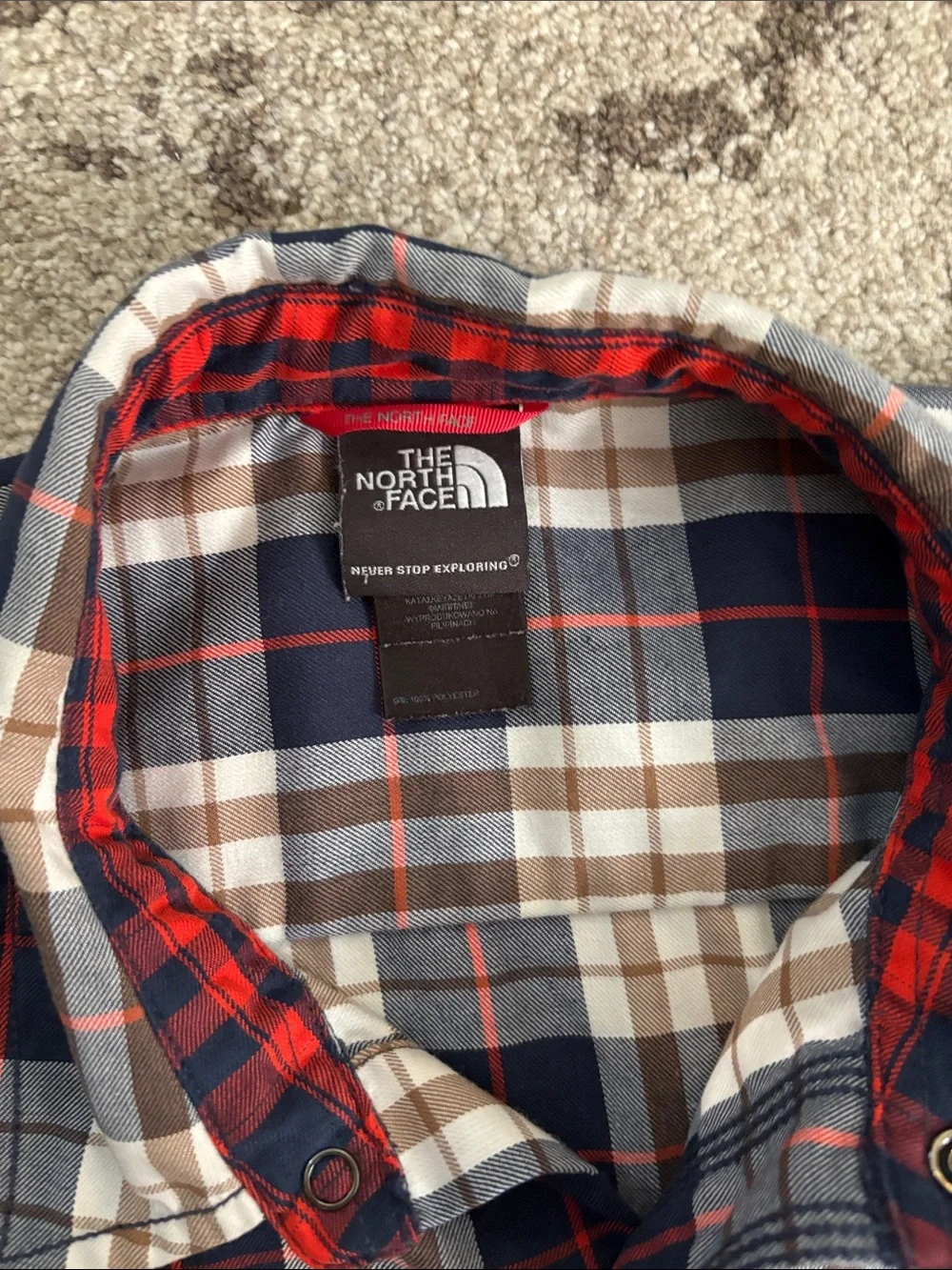 The North Face Navy, Cream & Red Plaid Button-Down Shirt